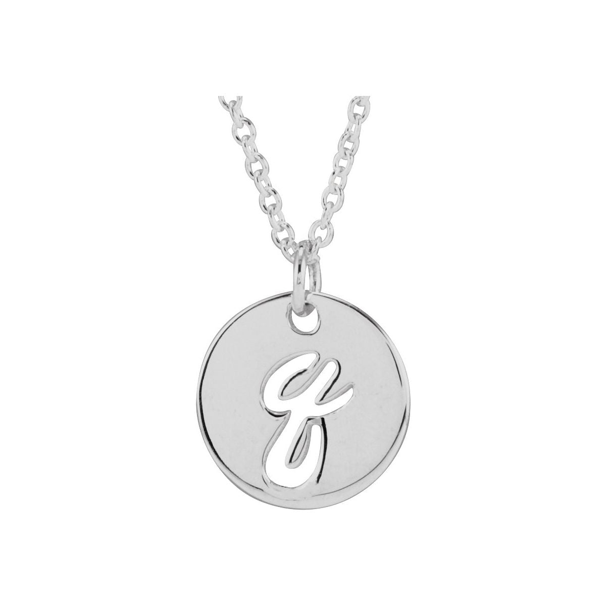 Script Initial Necklace — Initial Q, 14k White Gold