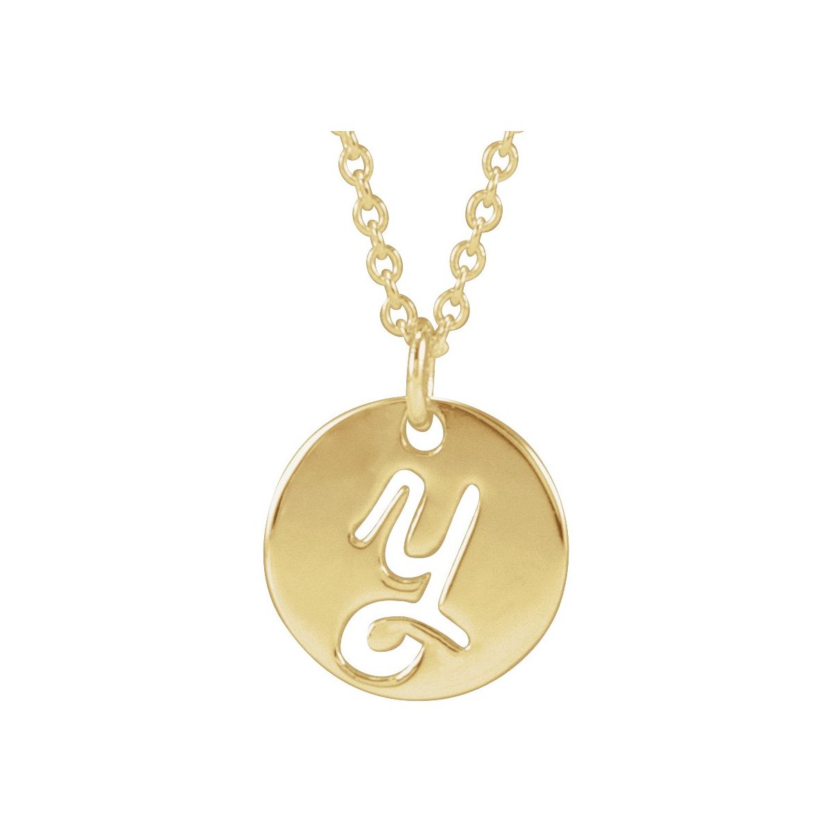 Script Initial Necklace — Initial Y, 14k Yellow Gold