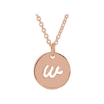 Script Initial Necklace — Initial W, 14k Rose Gold