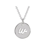Script Initial Necklace — Initial W, 14k White Gold