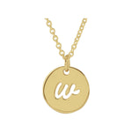 Script Initial Necklace — Initial W, 14k Yellow Gold