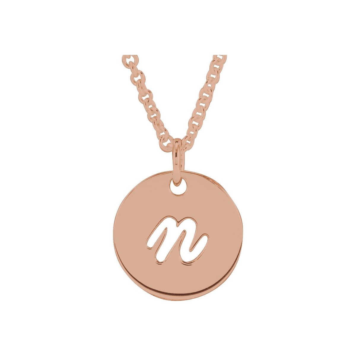 Script Initial Necklace — Initial N, 14k Rose Gold