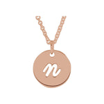Script Initial Necklace — Initial N, 14k Rose Gold