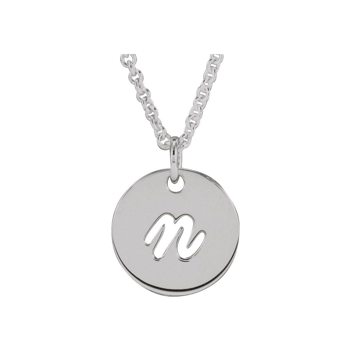 Script Initial Necklace — Initial N, 14k White Gold