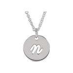 Script Initial Necklace — Initial N, 14k White Gold