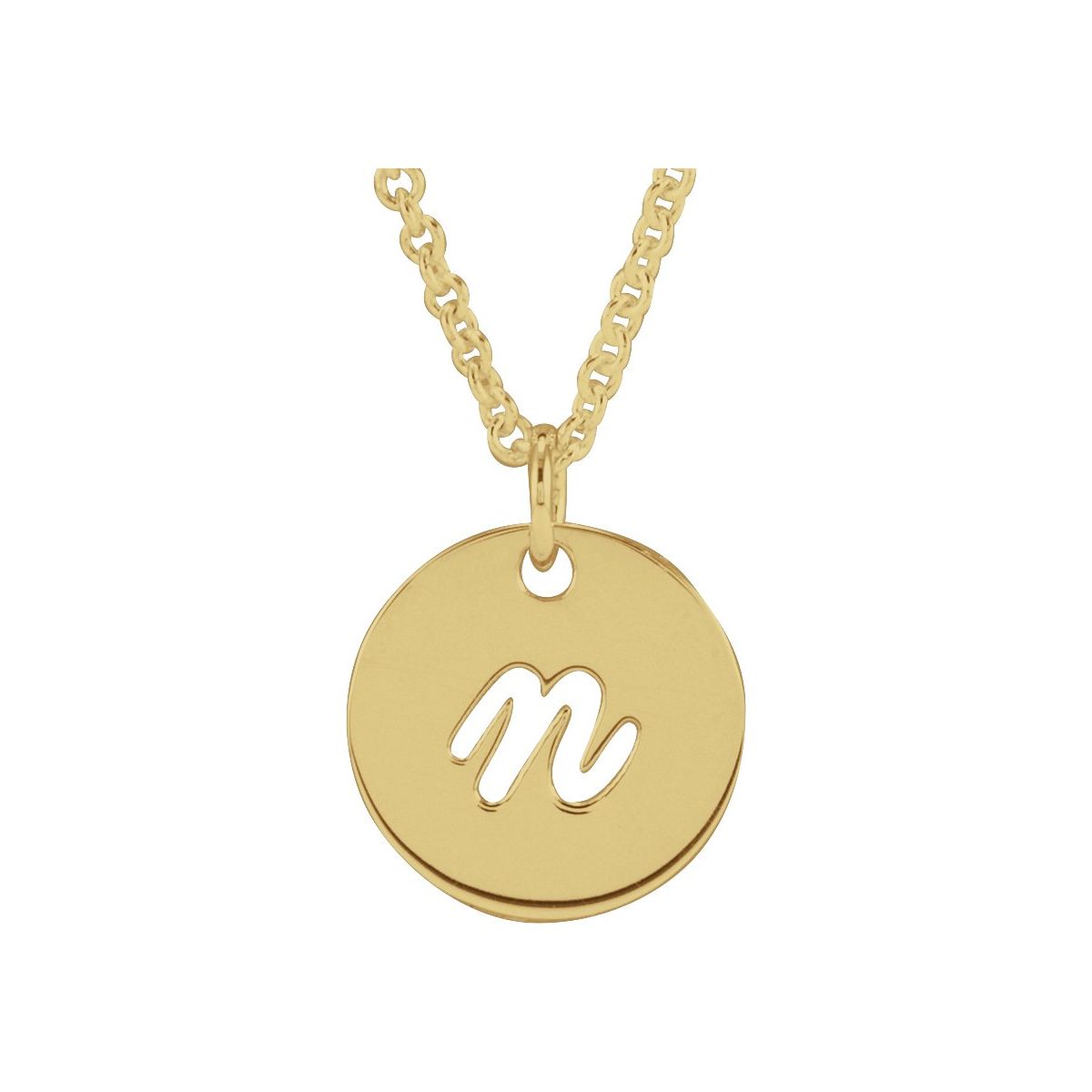 Script Initial Necklace — Initial N, 14k Yellow Gold