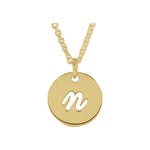 Script Initial Necklace — Initial N, 14k Yellow Gold