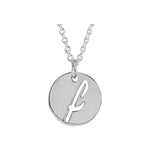 Script Initial Necklace — Initial F, 14k White Gold