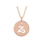 Script Initial Necklace — Initial Z, 14k Rose Gold