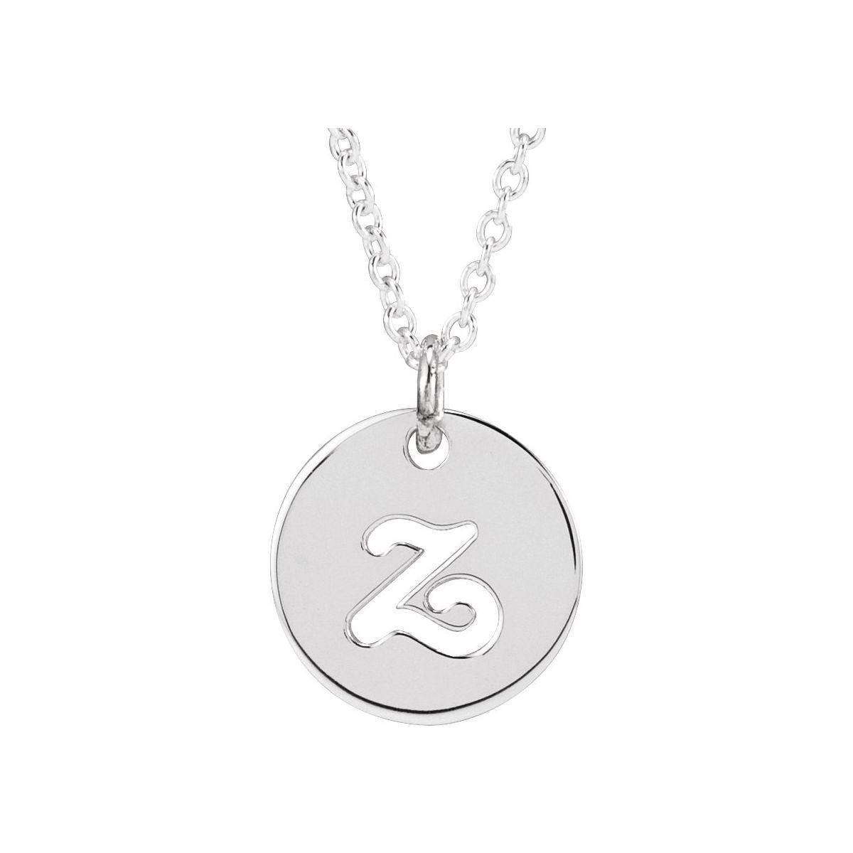 Script Initial Necklace — Initial Z, 14k White Gold