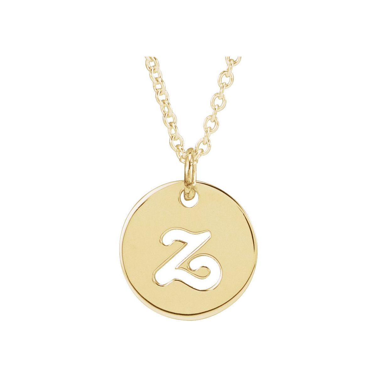 Script Initial Necklace — Initial Z, 14k Yellow Gold