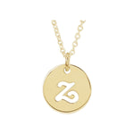 Script Initial Necklace — Initial Z, 14k Yellow Gold