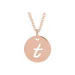 Script Initial Necklace — Initial T, 14k Rose Gold