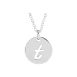 Script Initial Necklace — Initial T, 14k White Gold