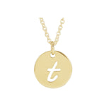 Script Initial Necklace — Initial T, 14k Yellow Gold
