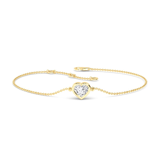 Heart Shape Bezel Solitaire Diamond Bracelet