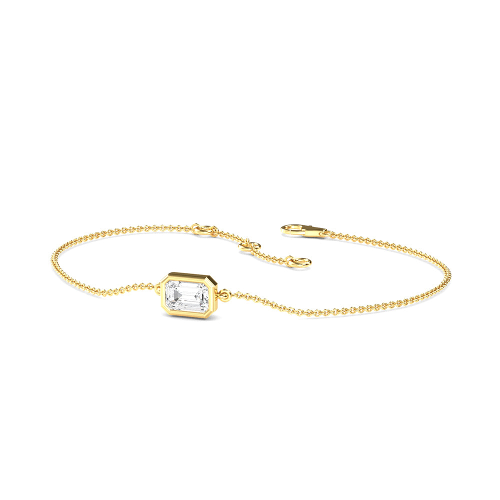 Emerald Cut Bezel Solitaire Diamond Bracelet
