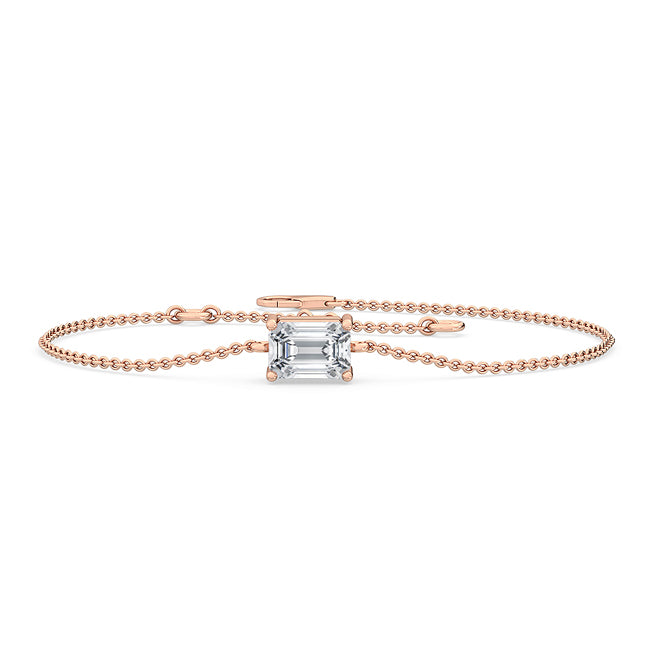 Emerald Cut Prong Set Solitaire Diamond Bracelet