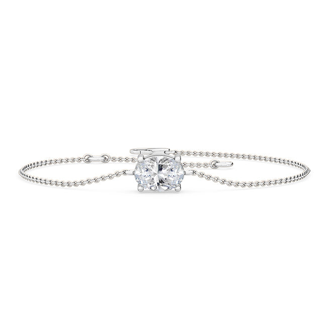 Oval Prong Set Solitaire Diamond Bracelet