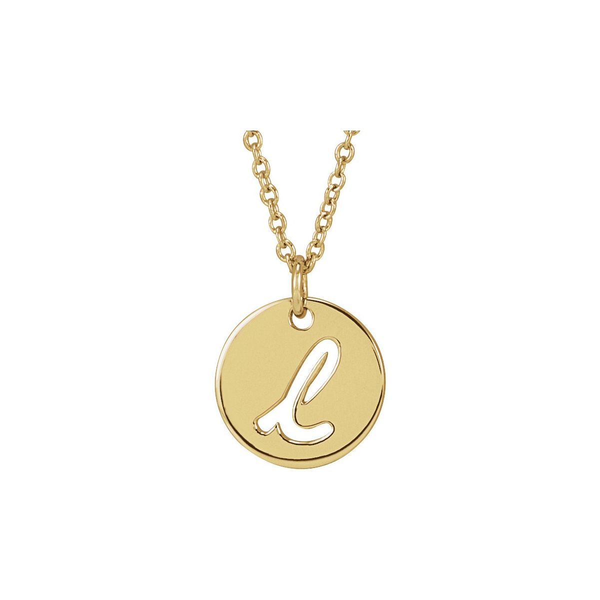 Script Initial Necklace — Initial L, 14k Yellow Gold