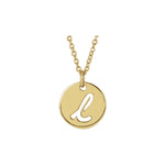 Script Initial Necklace — Initial L, 14k Yellow Gold