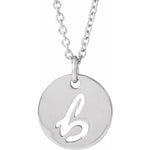 Script Initial Necklace — Initial B, 14k White Gold