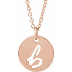 Script Initial Necklace — Initial B, 14k Rose Gold