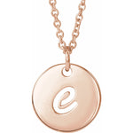 Script Initial Necklace — Initial E, 14k Rose Gold