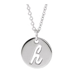 Script Initial Necklace — Initial H, 14k White Gold