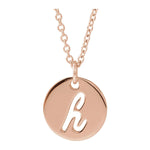 Script Initial Necklace — Initial H, 14k Rose Gold