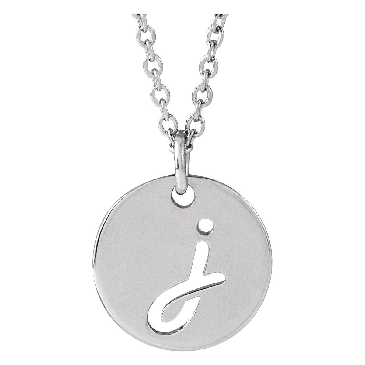 Script Initial Necklace — Initial J, 14k White Gold