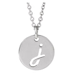 Script Initial Necklace — Initial J, 14k White Gold