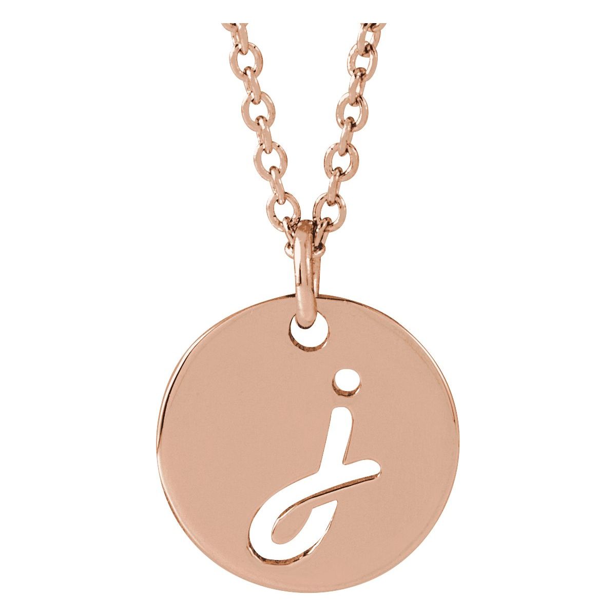Script Initial Necklace — Initial J, 14k Rose Gold