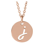 Script Initial Necklace — Initial J, 14k Rose Gold
