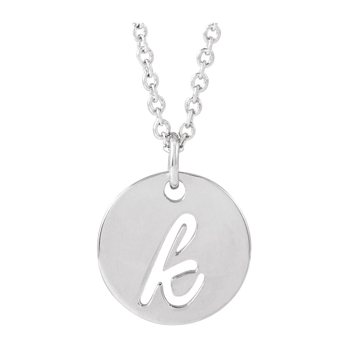 Script Initial Necklace — Initial K, 14k White Gold
