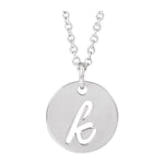 Script Initial Necklace — Initial K, 14k White Gold