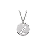 Script Initial Necklace — Initial L, 14k White Gold