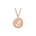 Script Initial Necklace — Initial L, 14k Rose Gold