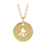 Script Initial Necklace — Initial R, 14k Yellow Gold