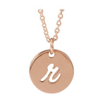 Script Initial Necklace — Initial R, 14k Rose Gold