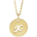 Script Initial Necklace — Initial X, 14k Yellow Gold