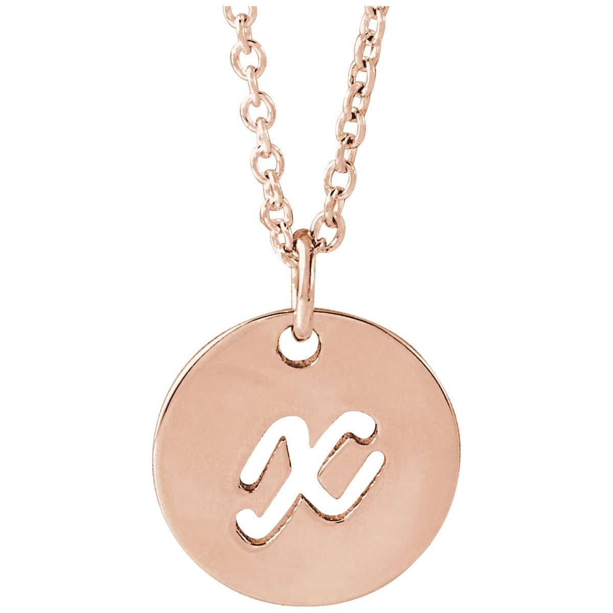 Script Initial Necklace — Initial X, 14k Rose Gold