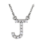 Diamond Initial Necklace — Initial J, 14k White Gold