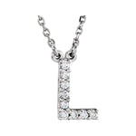 Diamond Initial Necklace — Initial L, 14k White Gold