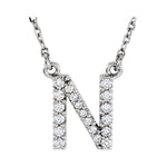 Diamond Initial Necklace — Initial N, 14k White Gold