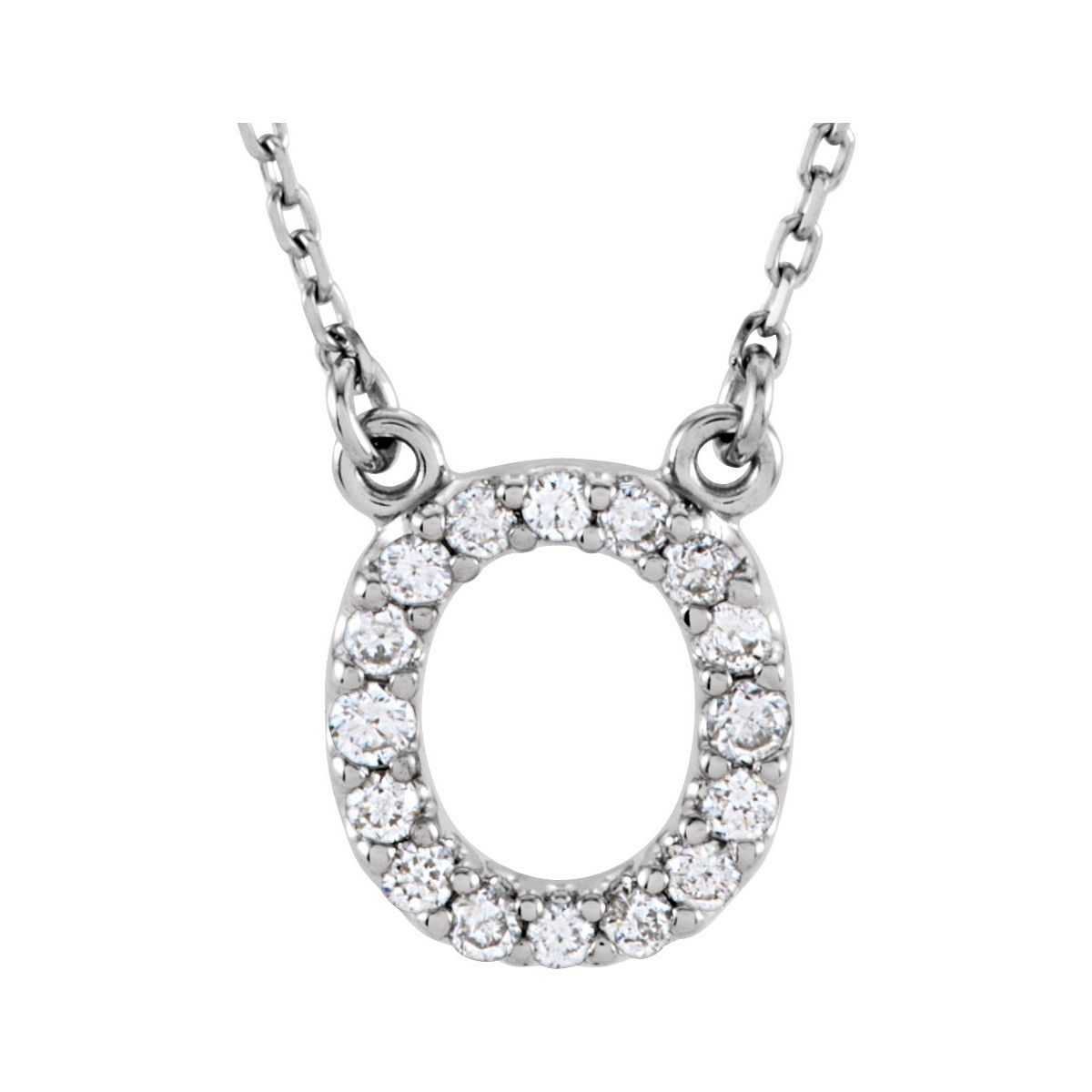 Diamond Initial Necklace — Initial O, 14k White Gold