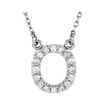 Diamond Initial Necklace — Initial O, 14k White Gold