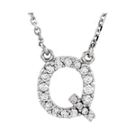 Diamond Initial Necklace — Initial Q, 14k White Gold
