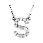 Diamond Initial Necklace — Initial S, 14k White Gold