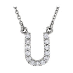 Diamond Initial Necklace — Initial U, 14k White Gold